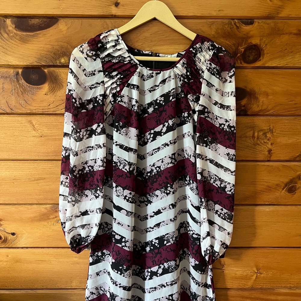 Love, Fire Burgundy and White Patterned Dress